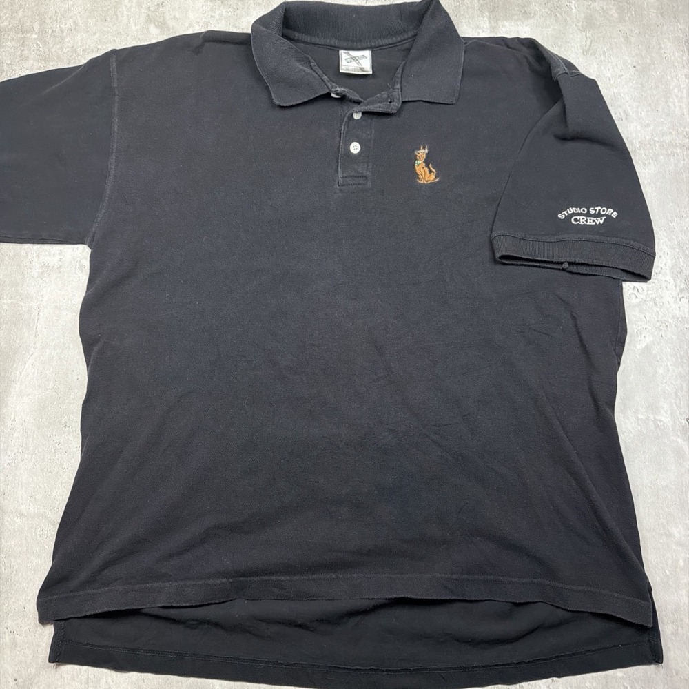 VTG Scooby Doo Embroidered Black Polo Shirt Men's XL Warner Bros Studio Store